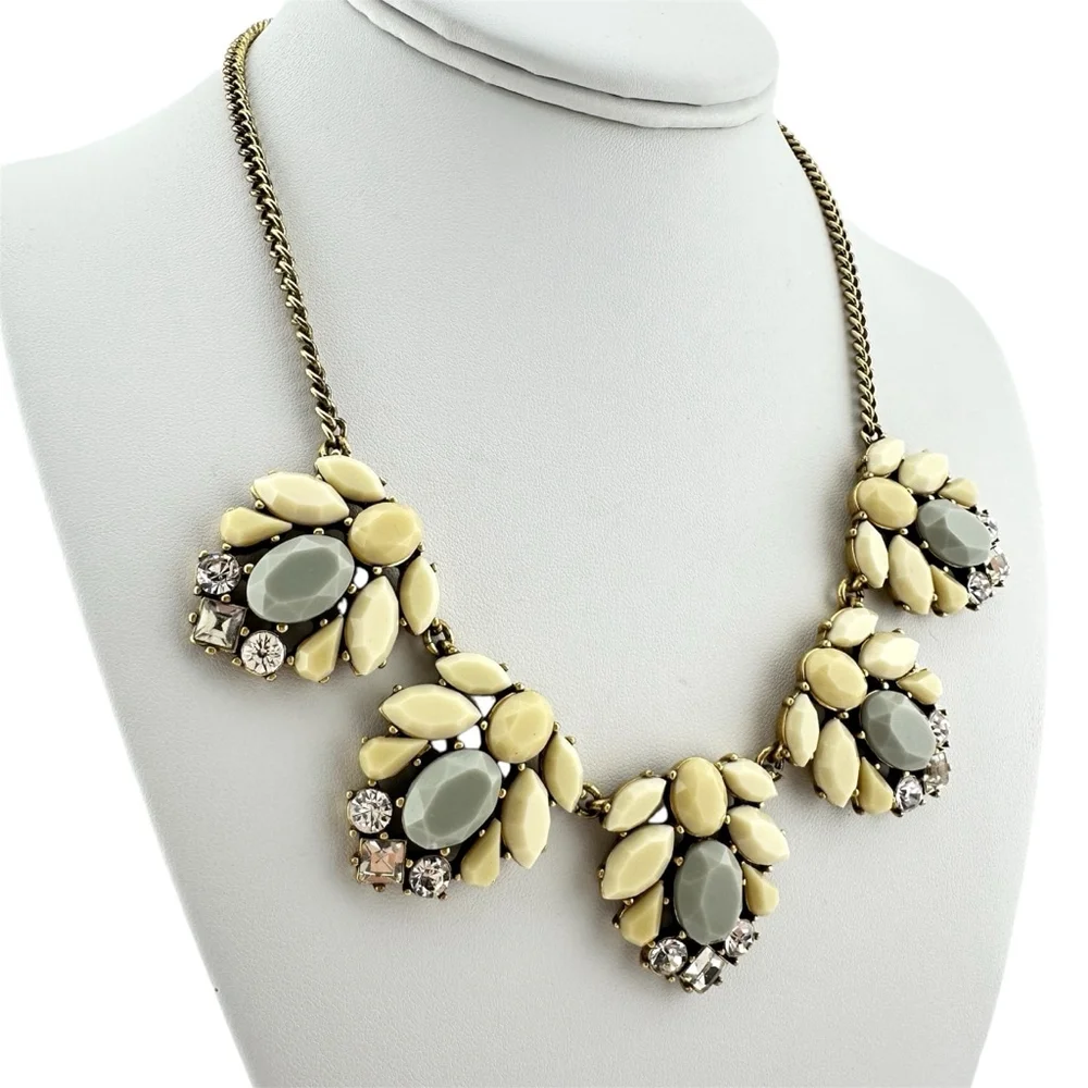 Vintage J. Crew Necklace Cream and Grey Statement